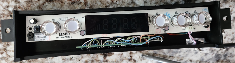 ESP32-C3 and prototype board inside front panel assembly
