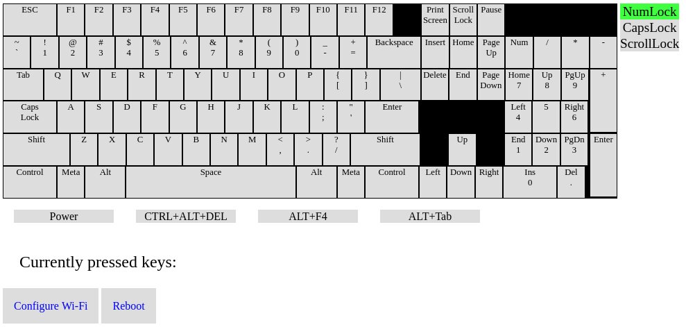 Web interface for Web Keyboard