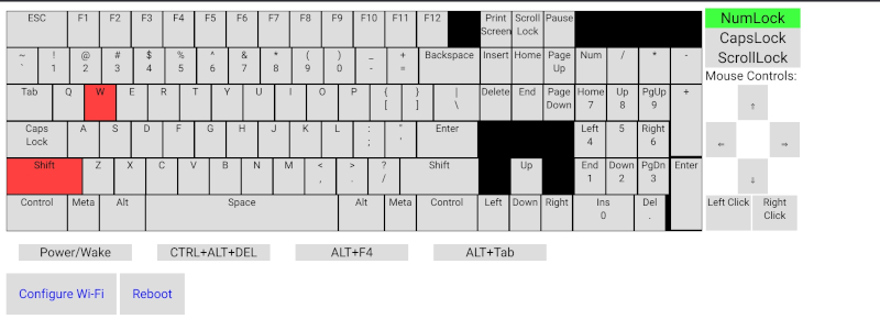 Web interface for Web Keyboard